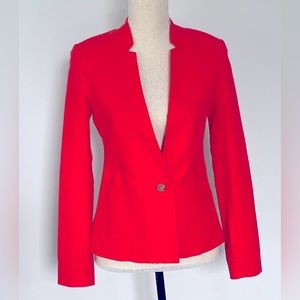 Banana Republic Blazer Jacket Button Orange Pockets Lined Cotton Linen Blend